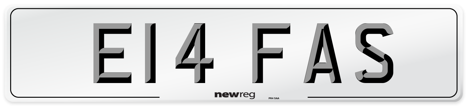 E14 FAS Number Plate from New Reg
